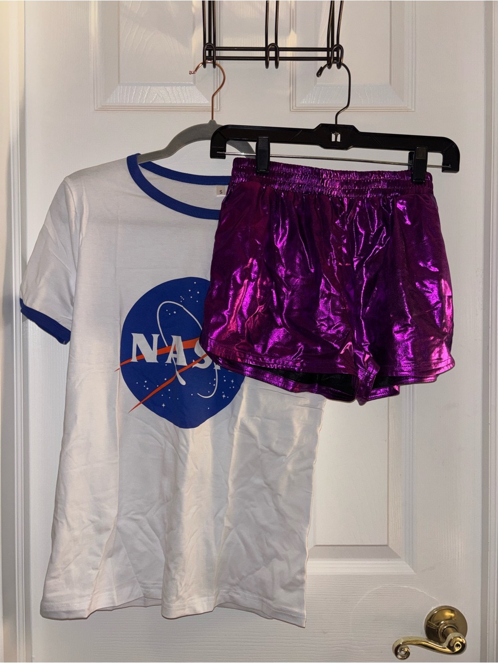 Starfire Costume Set Women NASA Graphic Tees Space Shirt + Shorts & Red Wig